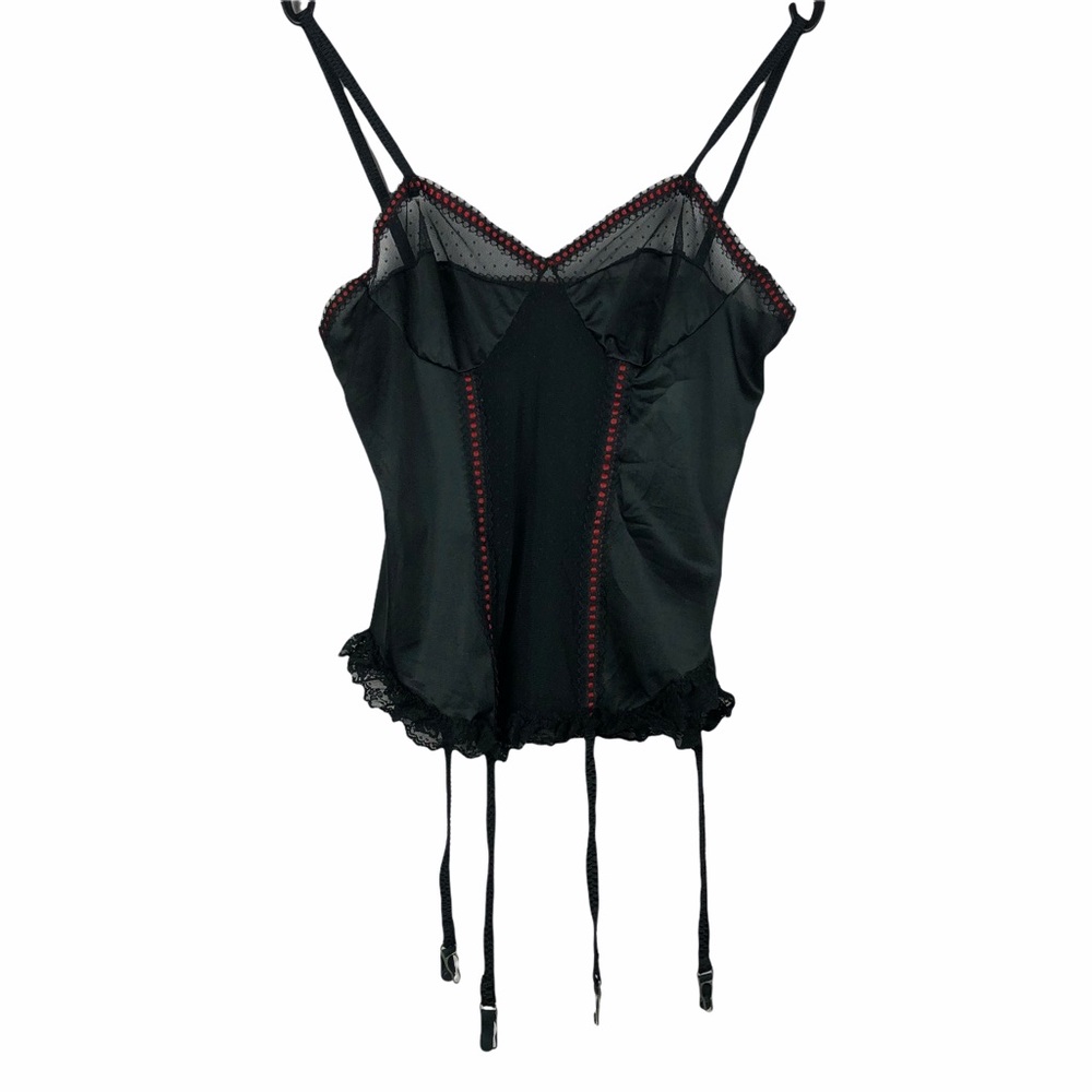 Vintage Nan Flower Red Black Lingerie Sexy Medium